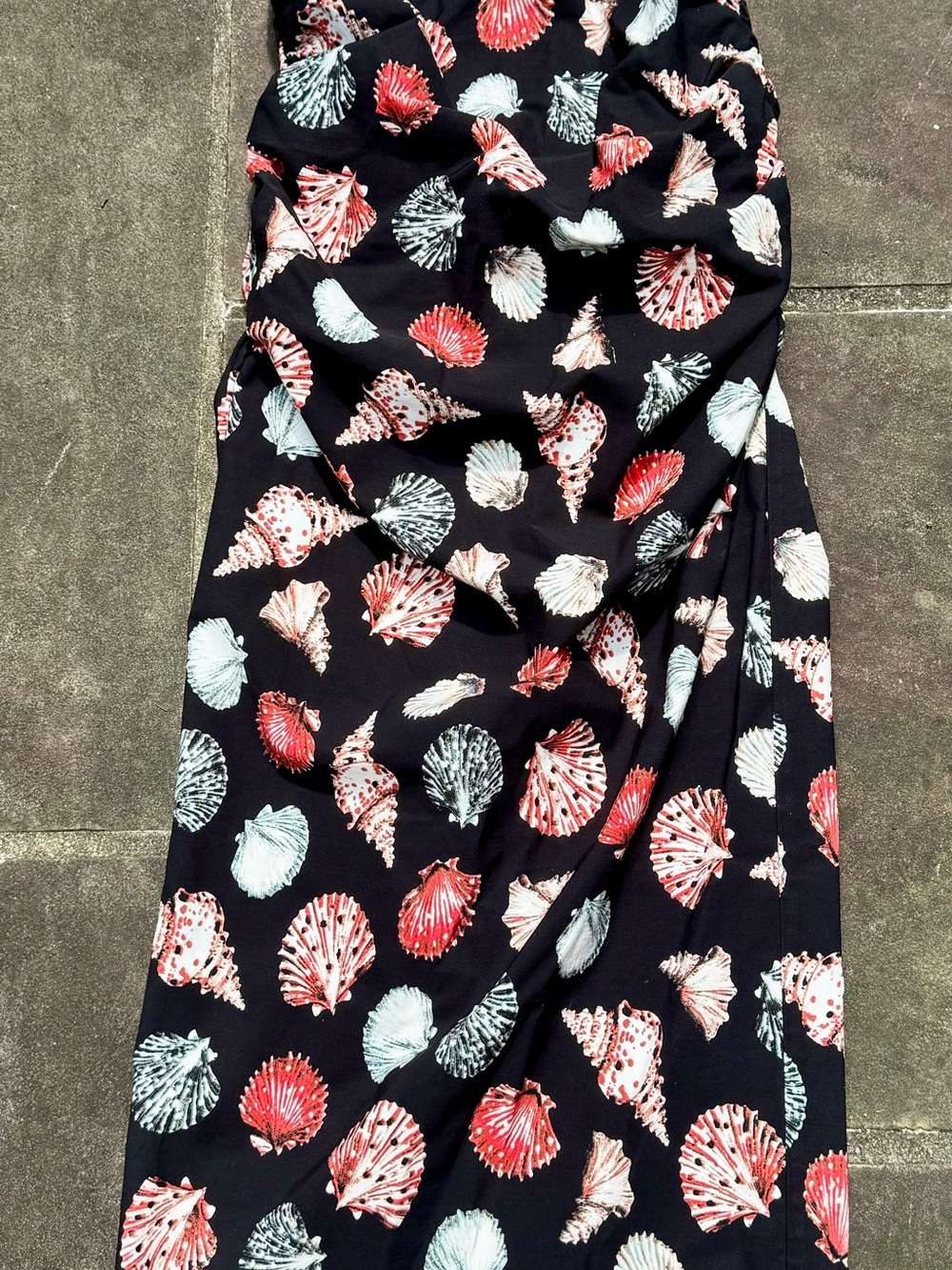 Anthropologie Black Strapless Seashell-Print Midi Dress - Picture 4 of 5